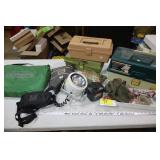 tackle boxes, marine light, pump, etc