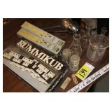 flasks, safety matches lighters, Rummikub