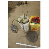 hooks, minnow trap, wheels, etc