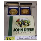 2 John Deere Belt Buckles & Book