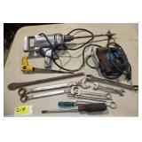 drill, skillsaw, hand tools