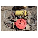 hose/reel, bead blaster, wire, cable
