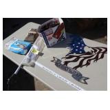 driveway alarm, work gloves, grabber tool,