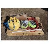 2 air tanks, air hose, fence stretcher