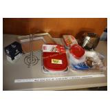 Rubbermade containers, grill pan, cookie sheets