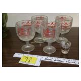 4 Budweiser glasses & 1 shot glass