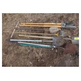 Shovels, post hole digger, garden tool