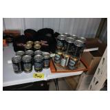Harley Davidson hats & Sturgis cans
