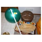 Excercise Ball & Foot Stool & rugs