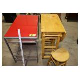Rolling Table, 2 Stools, Desk