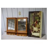 Two Mirror Coat Hangers and Floral Decor