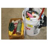 Gloves, Cleaning Supplies, Thermos
