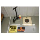 Hunting & Property signs, target, bike pump