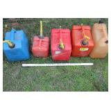 4 Gas Cans and a Kerosene Can