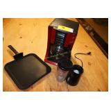 coffee maker, blender, pan