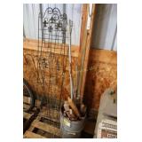 wood stakes and garden decor
