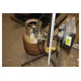 propane heater on rolling stand with tank