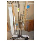 crow bars, sprayer wands, scraper, and light