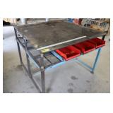 metal shop table w/storage 56in x 50in very heavy