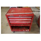 Stack-on tool box w/ key on wheels