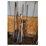 weed whacker pitch fork and rake