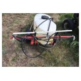 pull type 25 gallon tank sprayer w/ boom and wand