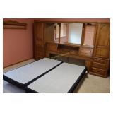 Headboard with mirror & storage, king base