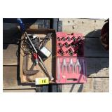 trickle charger, C clamp, pickle fork, crowfoot