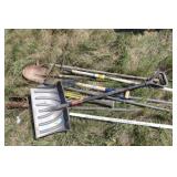 pick axe, shovel, rake, etc