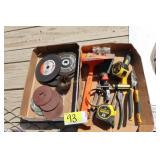 Chop saw wheels, tape measurers, hammer, files