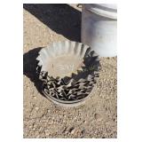 Galvanized feed pans, 6 ribbed, 2 flat