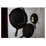 3 Lodge Cast Iron Pans