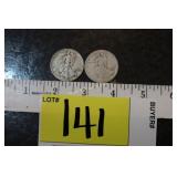 2 Walking Liberty Silver half dollars1943, unknonn