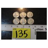 1964 Silver Kennedy Half Dollars - 6 ct
