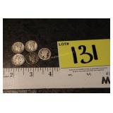 5 Silver Mercury Dimes