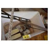 square, level, duct tape, finishing items