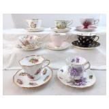 Collection Of 8 Different Tea Cup And Saucer Sets