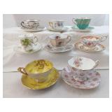 Collection Of 8 Different Tea Cup And Saucer Sets