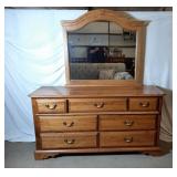 Wood Durham Brand 7 Drawer Dresser With Mirror,