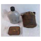 1956 us Military Metal canteen and gold block