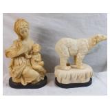 Lot To Include 2 Vintage Carved Alabaster