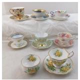 Collection Of 7 Different Tea Cup And Saucer Sets