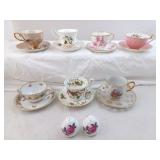 Group Of 7 Different Tea Cup And Saucer Sets That