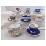 Group Of 8 Different Tea Cup And Saucer Sets