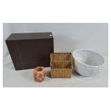 Home Decor Lot including Storage Bin, Note