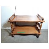Vintage Wood T.v. Stand On Wheels, Roughly 31"
