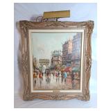 Original Oil On Canvas In Lighted Frame By