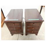 Pair Of Modern Wood Nightstands With 3 Drawers