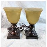 Pair of glass shade table lamps