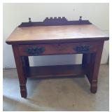 Antique Oak Entrance Way Table/Desk With Castors